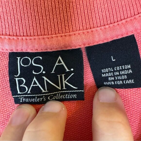 Jos. A. Bank Travelers Collection Cotton Salmon Polo Shirt Men’s Size Large - Picture 5 of 8